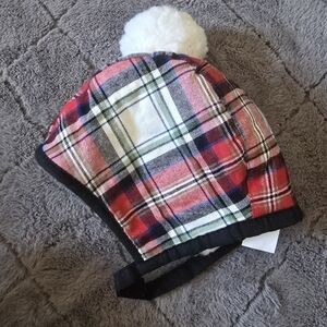 Plaid Red and Black Infants Winter Hat